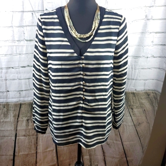 Zara Basic black&White Stripe blouse Size Medium - Picture 1 of 9